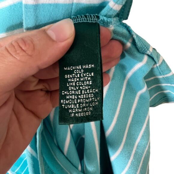 Lauren Ralph Lauren Nautical Striped Lace Up Dress Sz S Blue Beach Cover Up - Picture 6 of 9